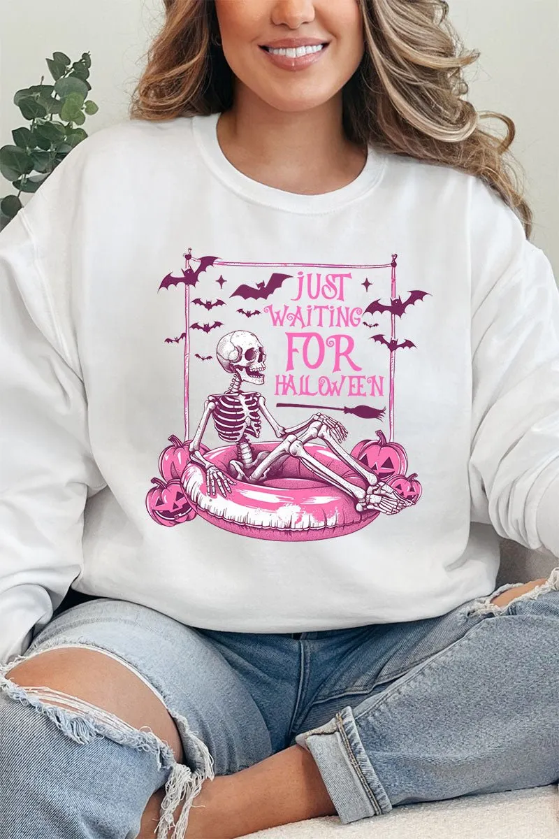 Pink Just Waiting For Halloween Heavy-weight Crew Sweatshirt