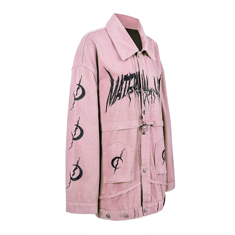 PINKSPINK Graffiti Oversized Utility Jacket - Lime Green and Pastel Pink