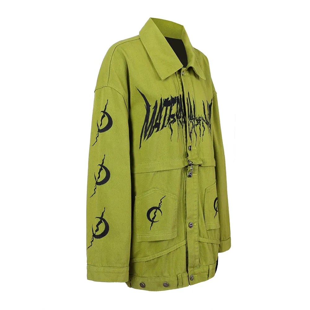 PINKSPINK Graffiti Oversized Utility Jacket - Lime Green and Pastel Pink