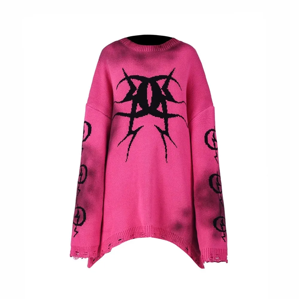 PINKSPINK Occult Symbol Oversized Sweater - Pink/Black