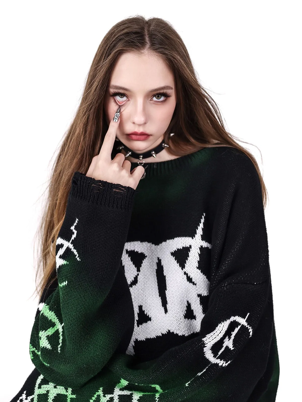 PINKSPINK Occult Symbol Oversized Sweater - Pink/Black