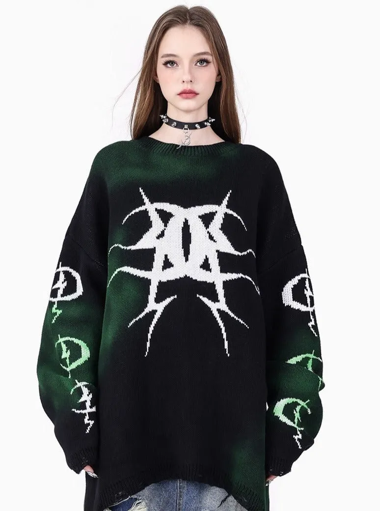 PINKSPINK Occult Symbol Oversized Sweater - Pink/Black