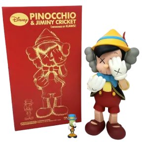 Pinocchio & Jiminy Cricket Disney Companion Fine Art Toy by Kaws- Brian Donnelly