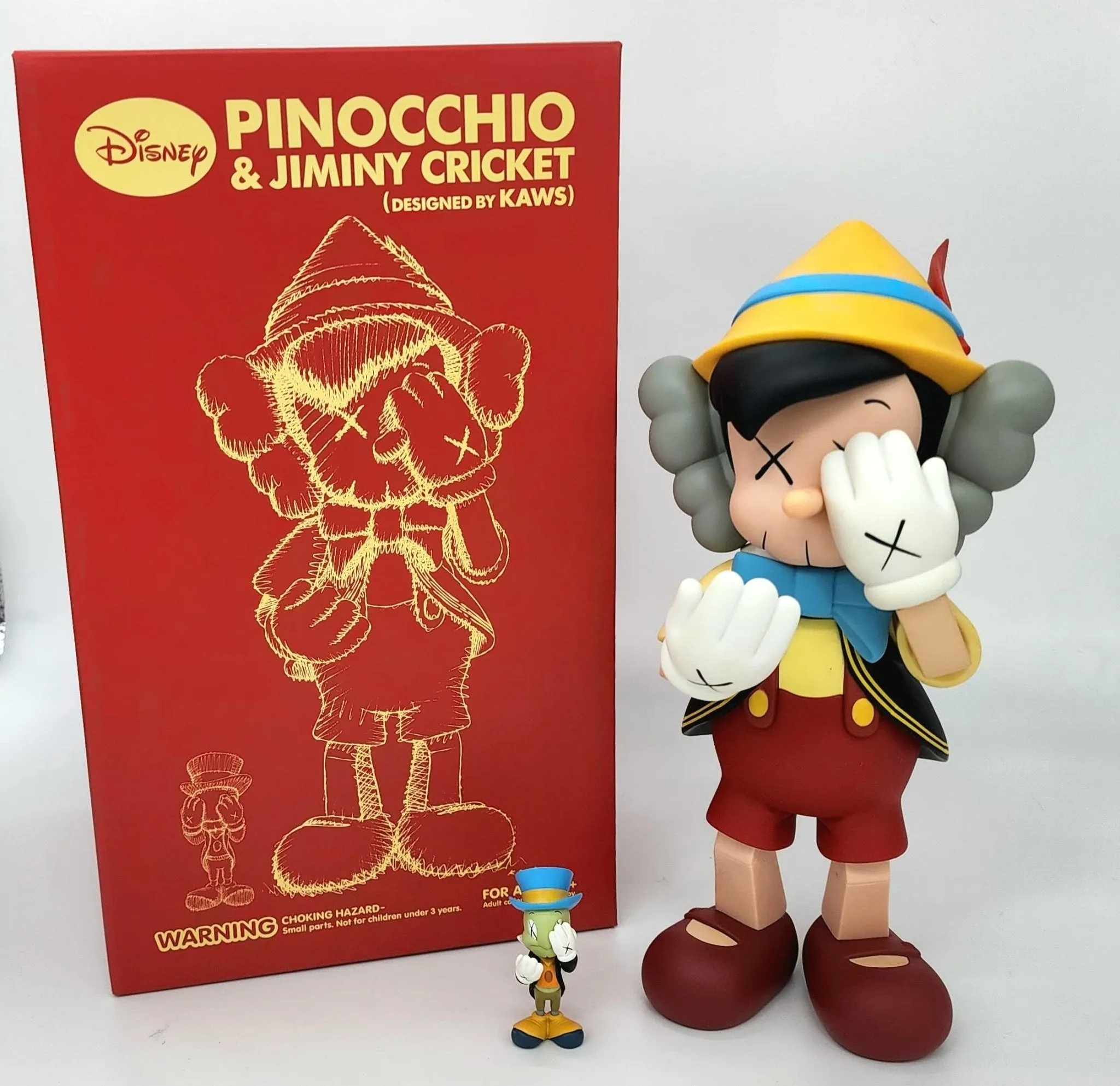 Pinocchio & Jiminy Cricket Disney Companion Fine Art Toy by Kaws- Brian Donnelly