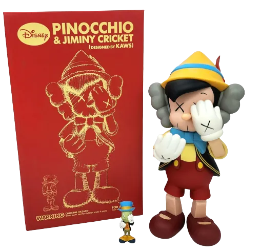 Pinocchio & Jiminy Cricket Disney Companion Fine Art Toy by Kaws- Brian Donnelly