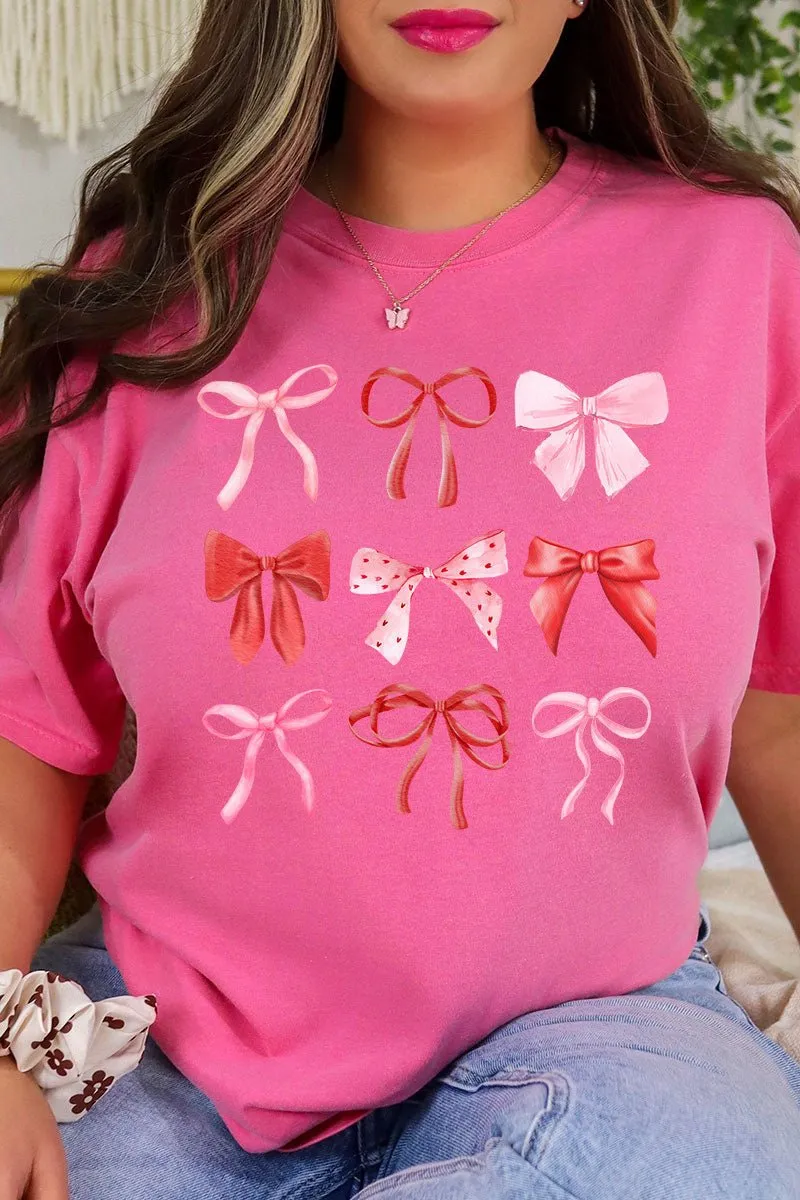 Preppy Valentine Bows Comfort Colors Adult Ring-Spun Cotton Tee