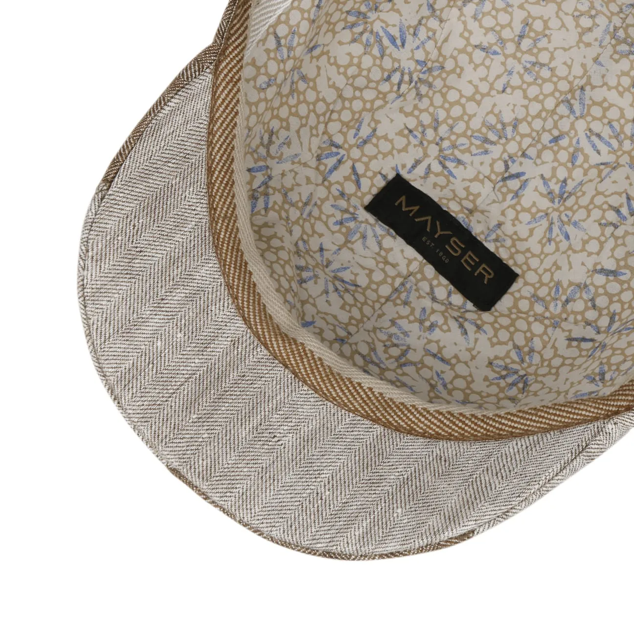 Prince Twotone Linen Flat Cap by Mayser