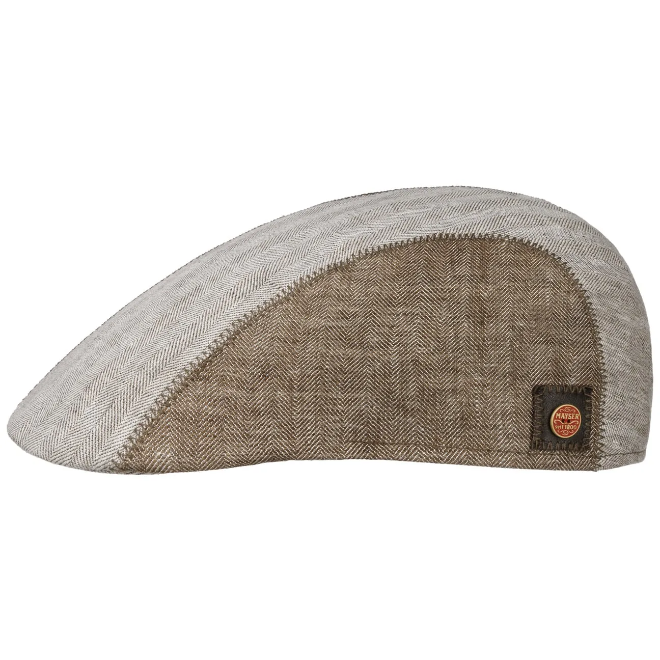 Prince Twotone Linen Flat Cap by Mayser