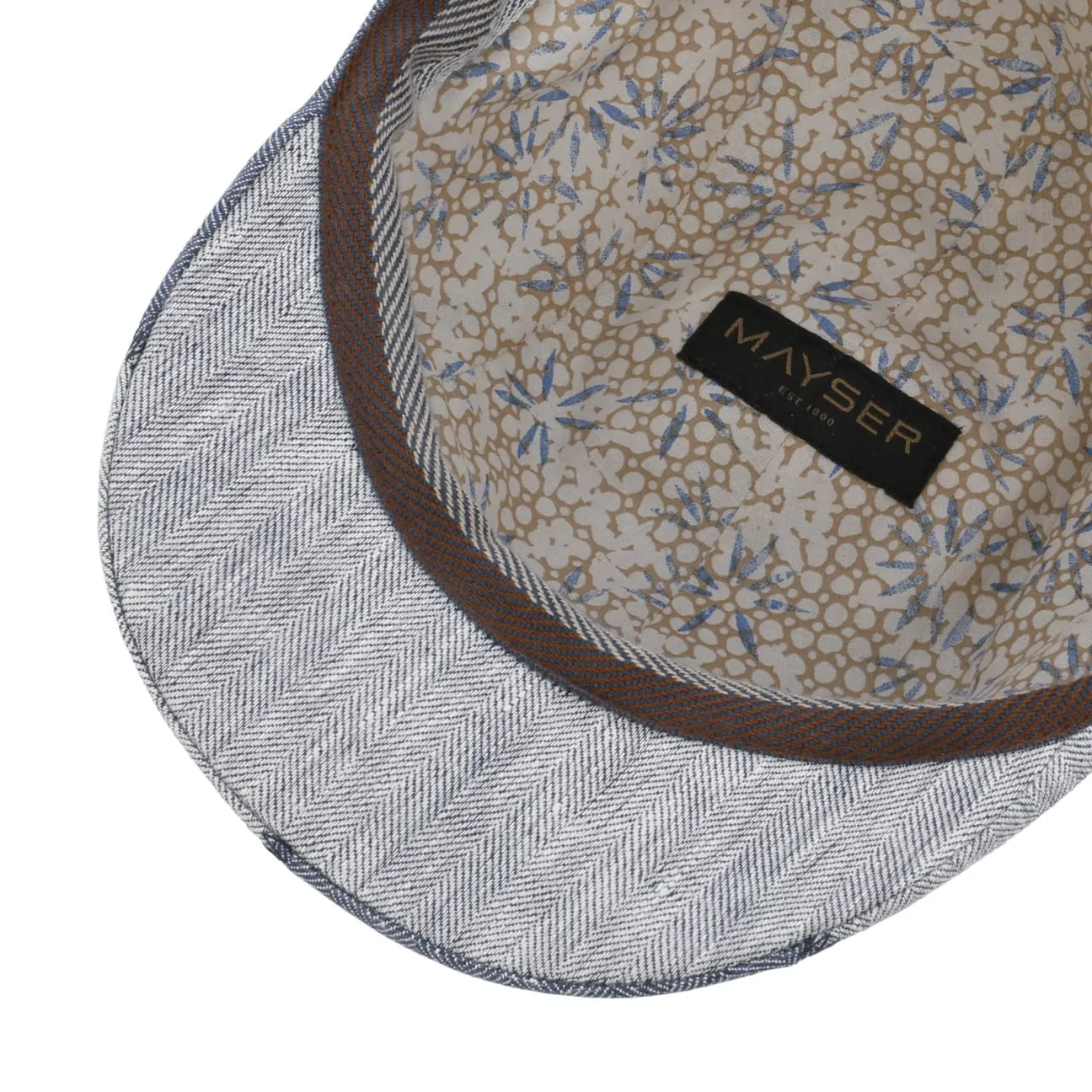 Prince Twotone Linen Flat Cap by Mayser