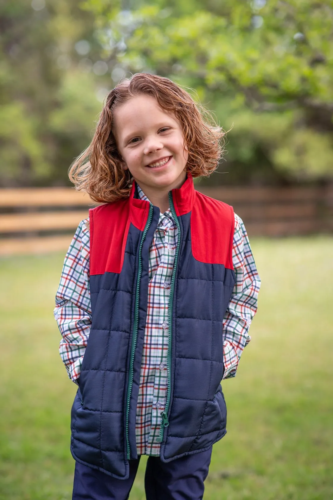 Quilted Vest - NavyRed