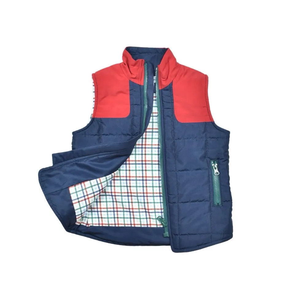 Quilted Vest - NavyRed