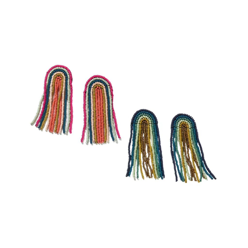 Rainbow Fringe Seed Bead Earrings