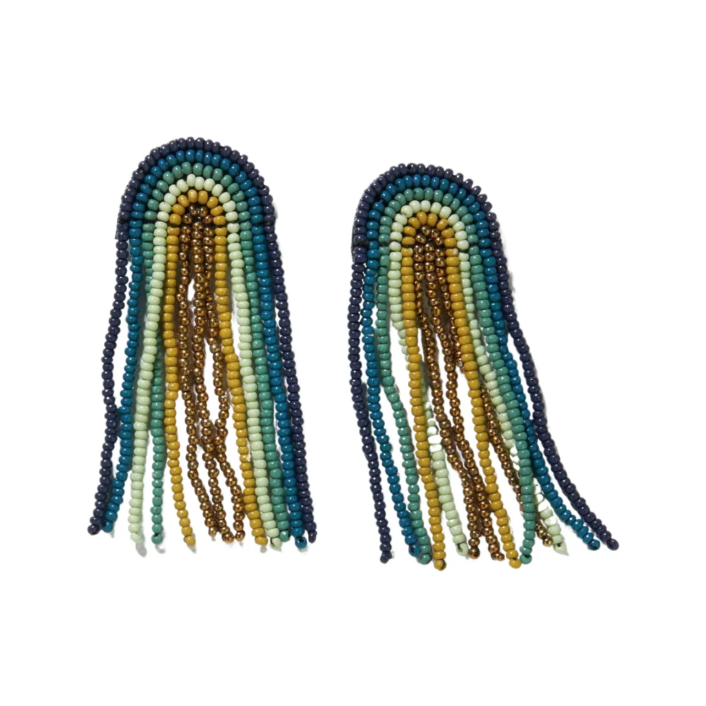 Rainbow Fringe Seed Bead Earrings