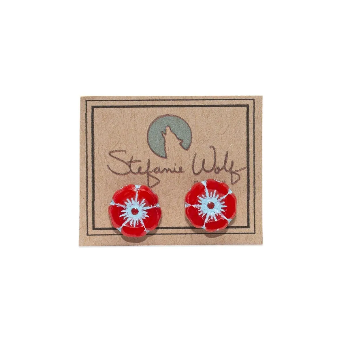 Red Hibiscus Flower Stud Earrings