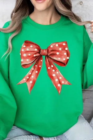 Red Raspberry Dot Bow Heavy-weight Crew Sweatshirt