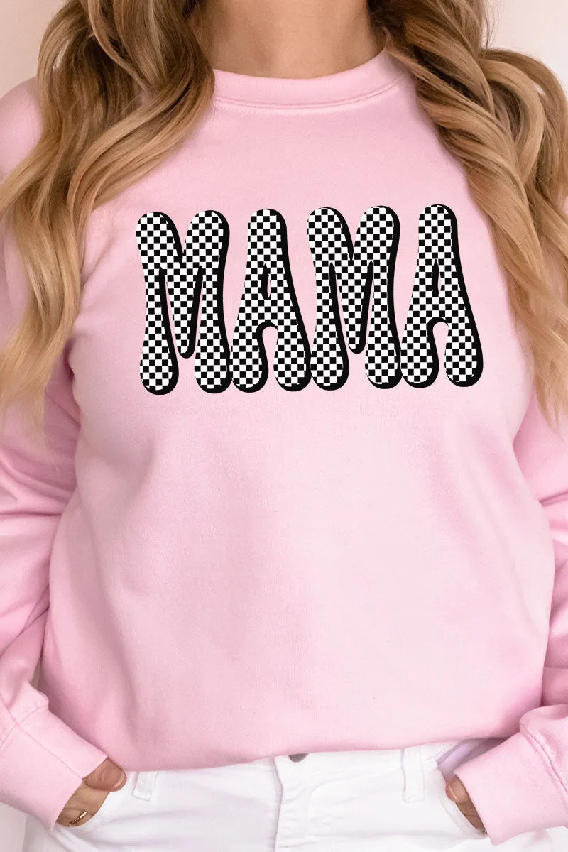 Retro Checkered Mama Heavy-weight Crew Sweatshirt