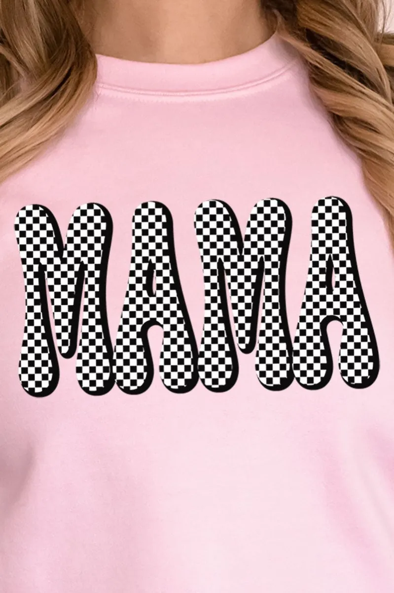 Retro Checkered Mama Heavy-weight Crew Sweatshirt