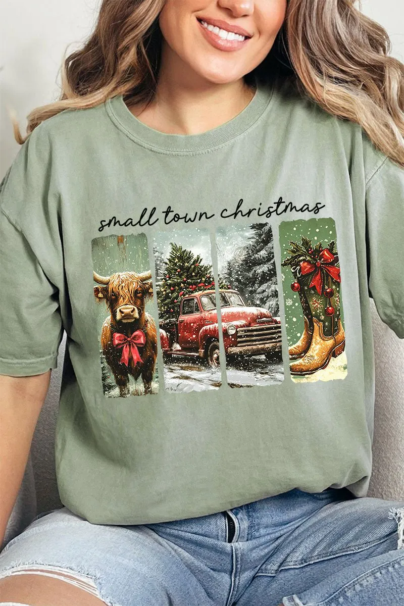 Retro Small Town Christmas Comfort Colors Adult Ring-Spun Cotton Tee