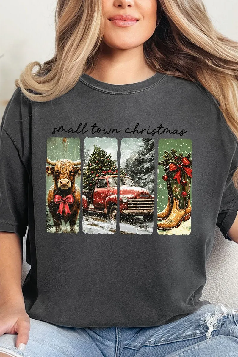 Retro Small Town Christmas Comfort Colors Adult Ring-Spun Cotton Tee