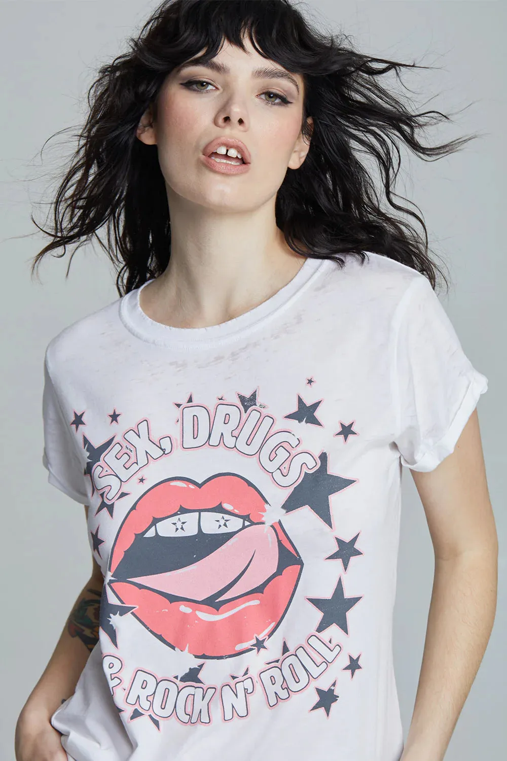 Rock 'N" Roll Lips Tee - White