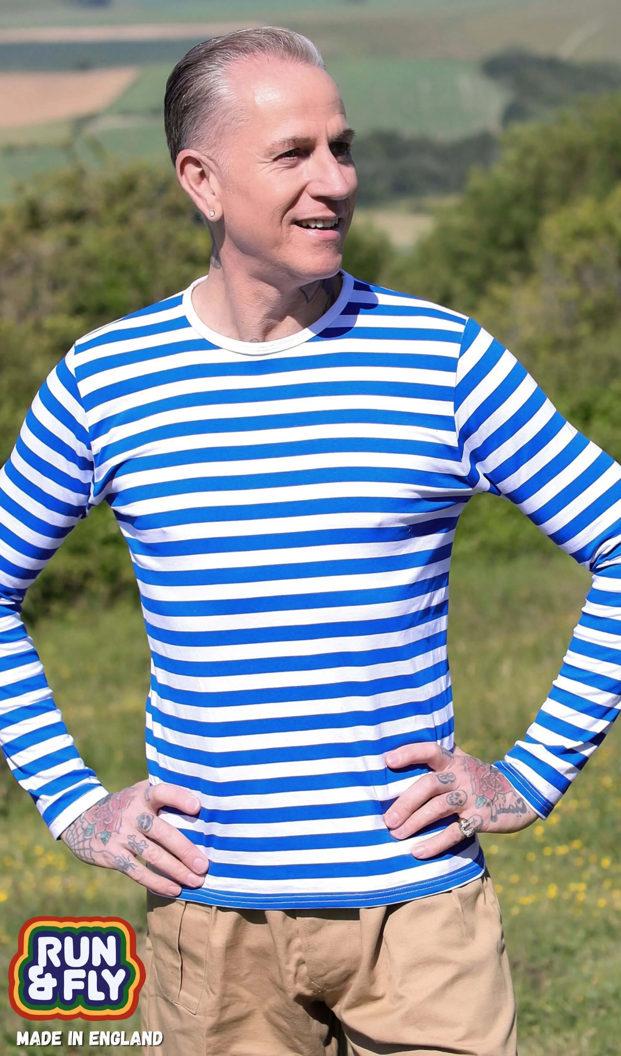 Royal & White Stripe Long Sleeve T Shirt