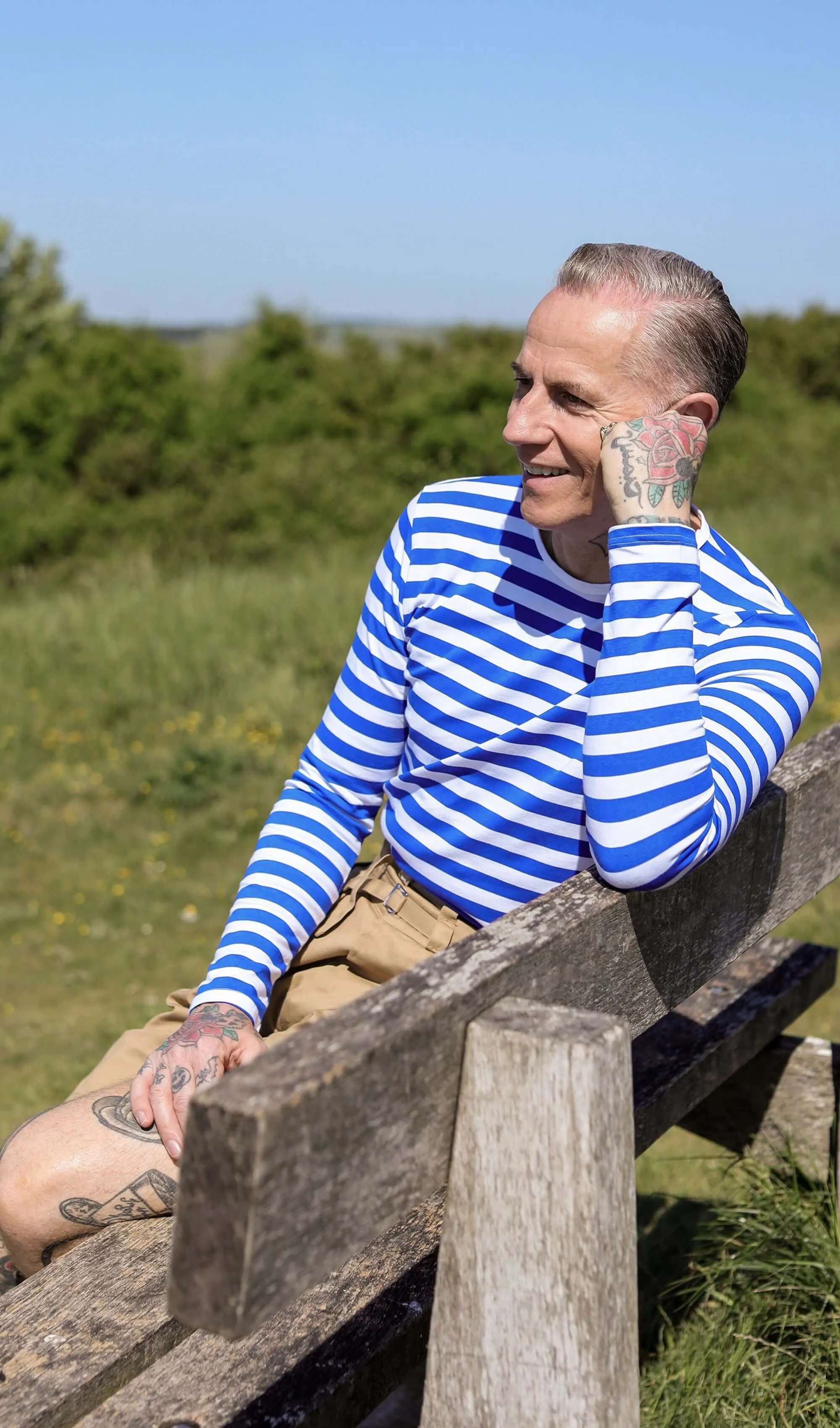 Royal & White Stripe Long Sleeve T Shirt