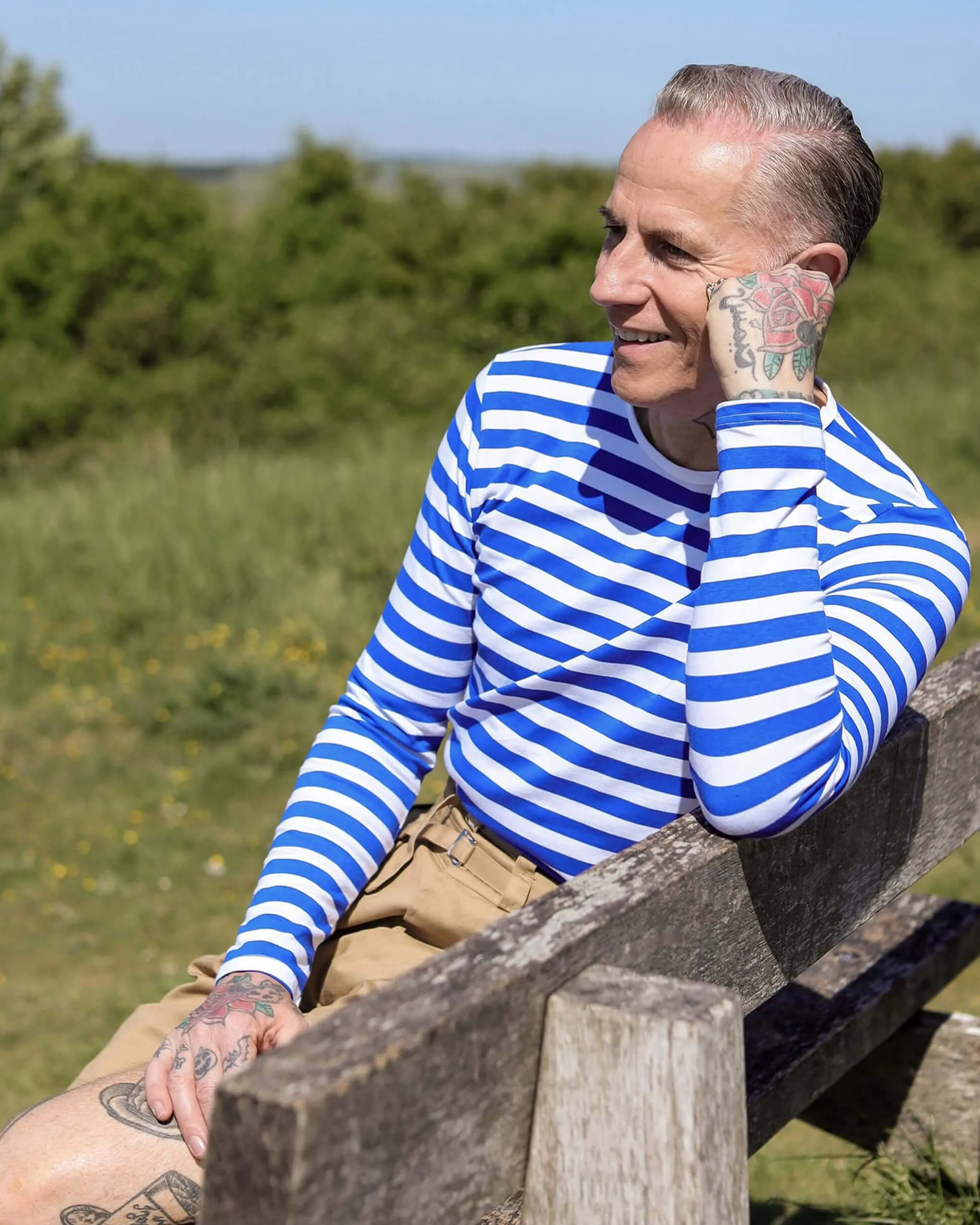 Royal & White Stripe Long Sleeve T Shirt