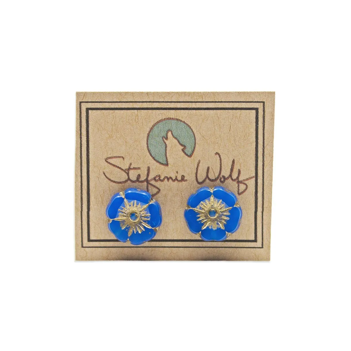 Royal Blue Hibiscus Flower Stud Earrings