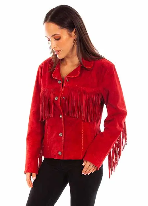 Scully Women's Suede Fringe Jacket in Red