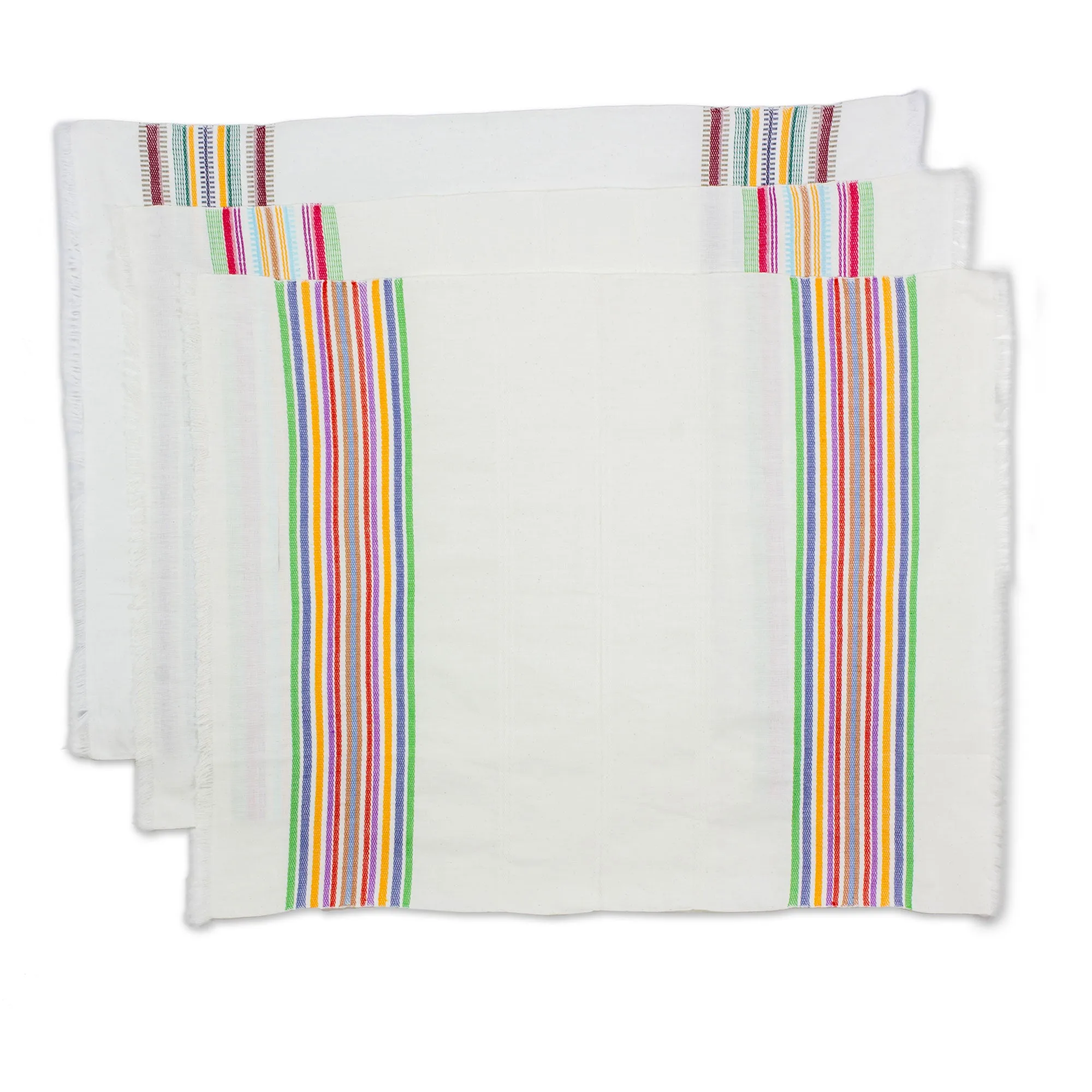 Striped Multicolor 100% Cotton Dishtowels (Set of 3) - Celebration | NOVICA