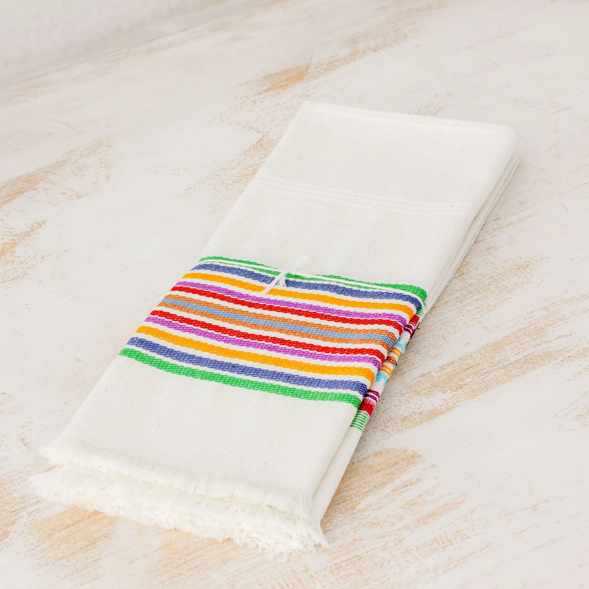 Striped Multicolor 100% Cotton Dishtowels (Set of 3) - Celebration | NOVICA