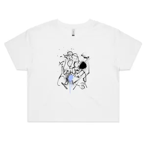 The Eva Crop Top Tee - Blue Design - Premium Cotton - B. Streetwear