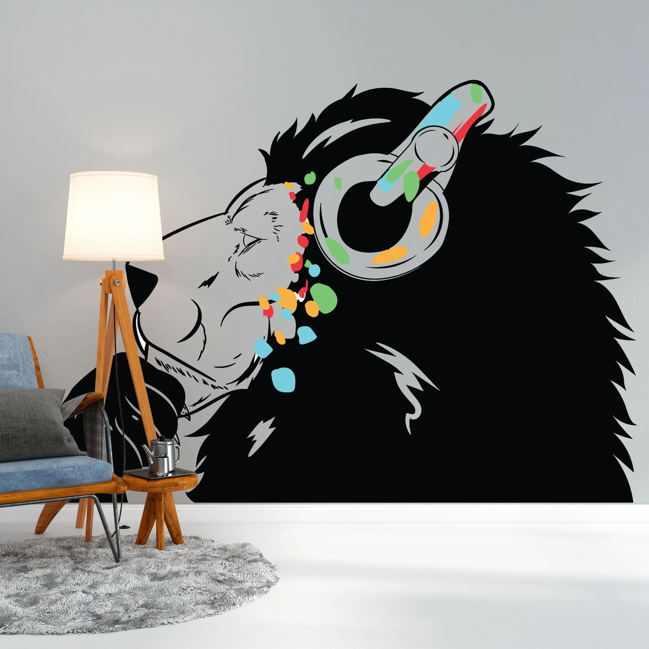 Thinking Lion Sticker - Inspired by Banksy Art Vinyl Dj Baksy Wall Decal