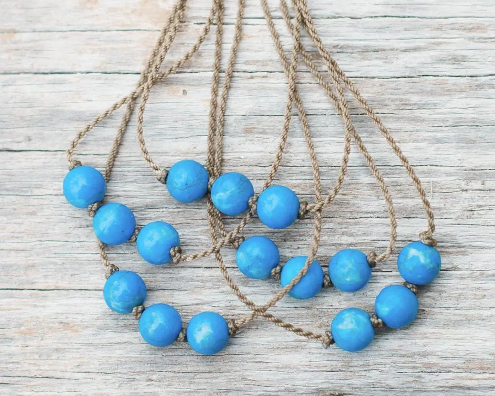 Triple Knotted Necklace - Island Blue Howlite