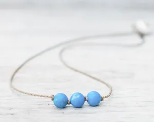 Triple Knotted Necklace - Island Blue Howlite