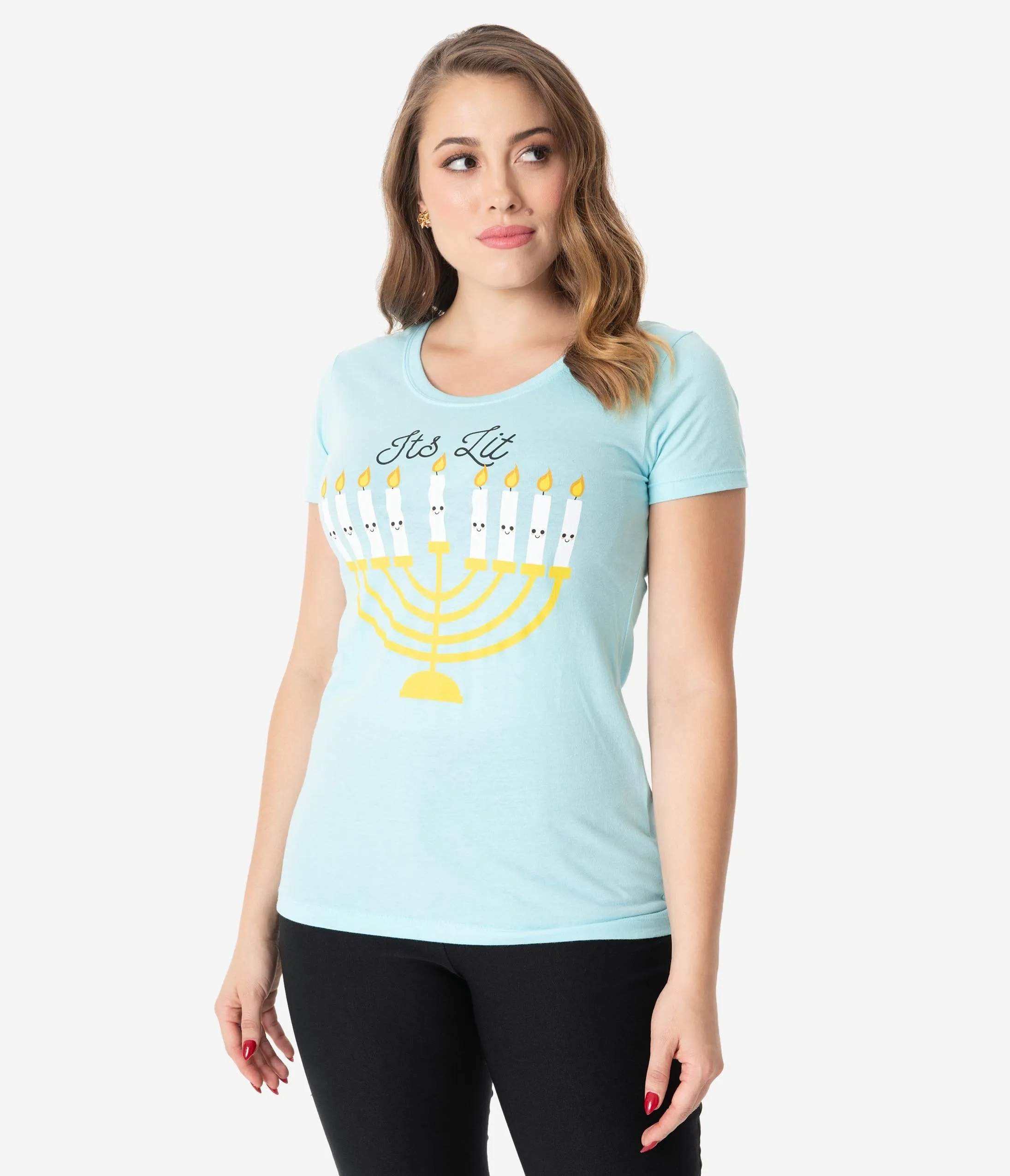 Unique Vintage Its Lit Menorah Womens Tee