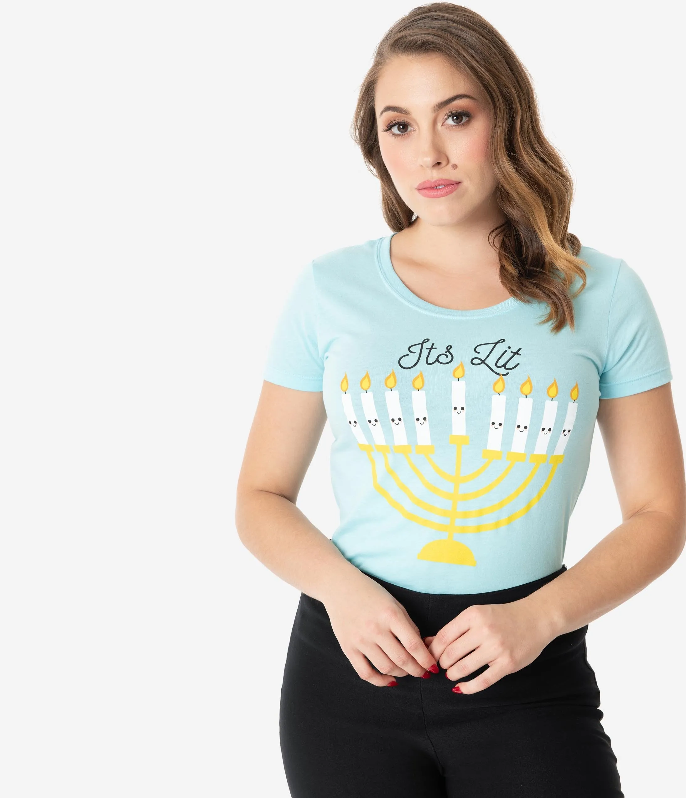 Unique Vintage Its Lit Menorah Womens Tee