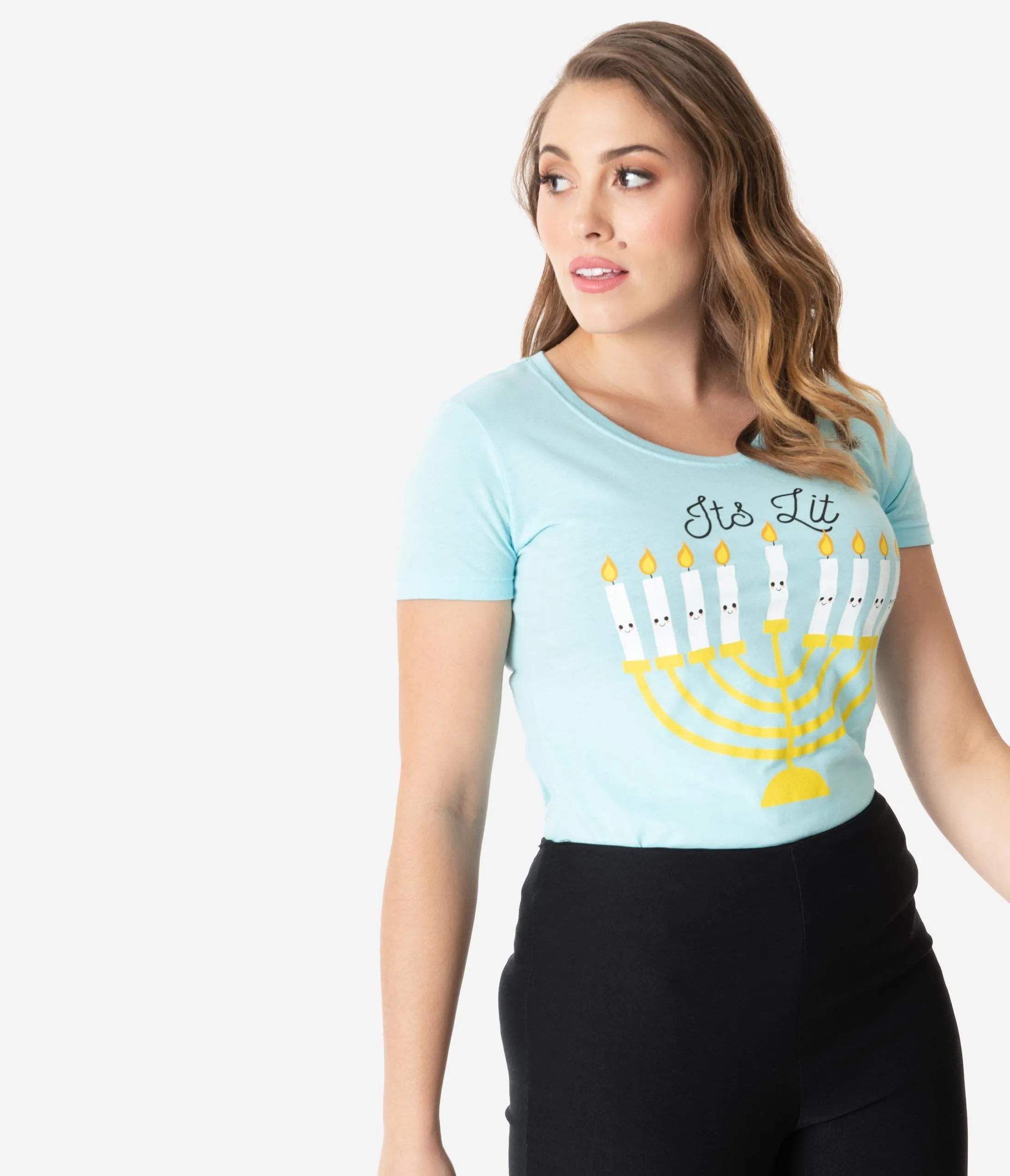 Unique Vintage Its Lit Menorah Womens Tee