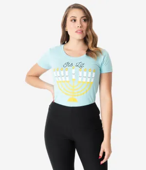 Unique Vintage Its Lit Menorah Womens Tee