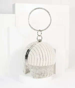 Unique Vintage Pearl & Rhinestone Round Handbag