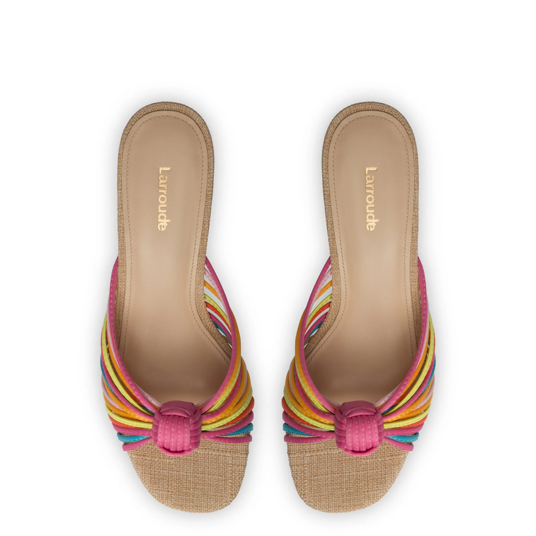 Valerie Mule In Multicolor Satin and Raffia