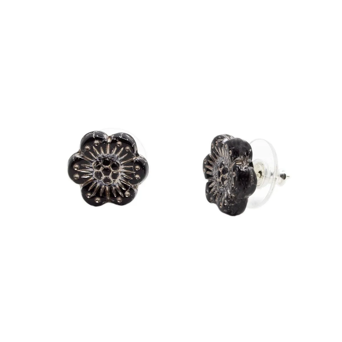 White Wild Rose Flower Stud Earrings